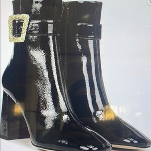 Elegant Black Patent Leather Ankle Boots